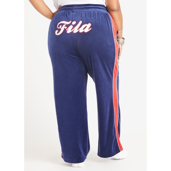 Fila Women's Plus Size Valery Mid-Rise Drawstring Velour Track Pants 1X, 2X, 3X - Picture 2 of 2